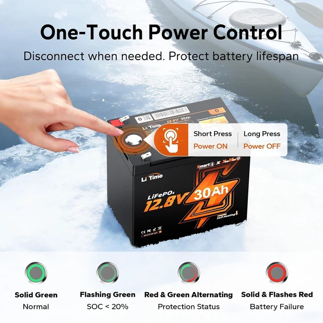 Alt view image 7 of 7 - LiTime 12V 30Ah Ice Fishing & Portable LiFePO4 Battery for Fish Finder
