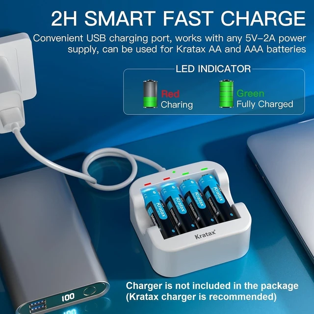 Alt view image 7 of 7 - Kratax 1.5V Rechargeable AA Lithium Batteries 4 Pack Upgraded 3500mWh High Capacity 3A Li-ion AA Battery, 1600 Cycles, Precharged, Constant Voltage Output, Fast Charging-Charger not Included