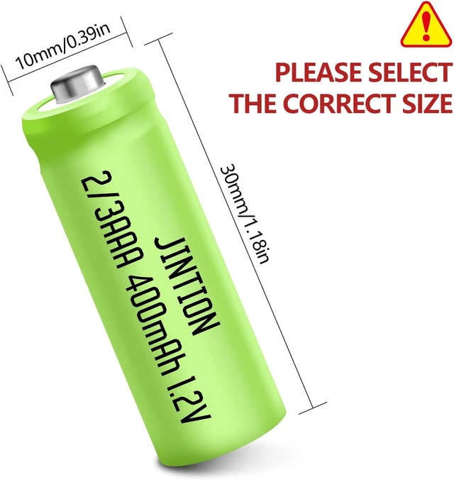 Alt view image 3 of 7 - 2/3AAA Rechargeable Ni-MH 1.2v 400mAh Batteries,12 Pack (Not AAA Size)