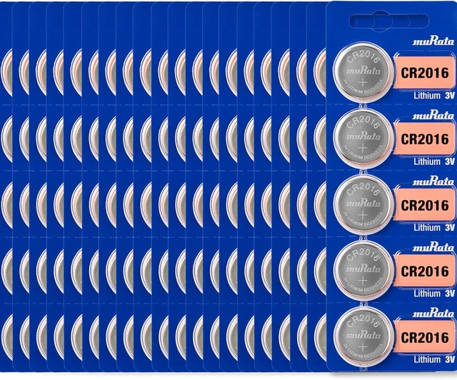 Main image of Murata CR2016 Battery DL2016 ECR2016 3V Lithium Coin Cell (100 Batteries)