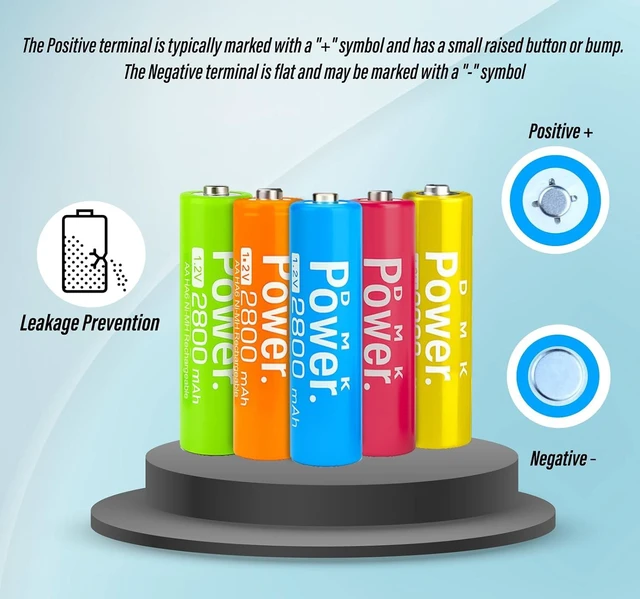 Alt view image 2 of 7 - DMK POWER AA Rechargeable Batteries, 10 Pack, 2800mAh Ni-MH, 5 Colors