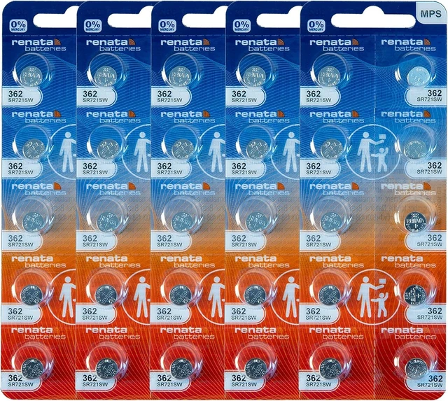 Main image of Renata 362 SR721SW Batteries - 1.55V Silver Oxide 362 Watch Battery (50 Count)