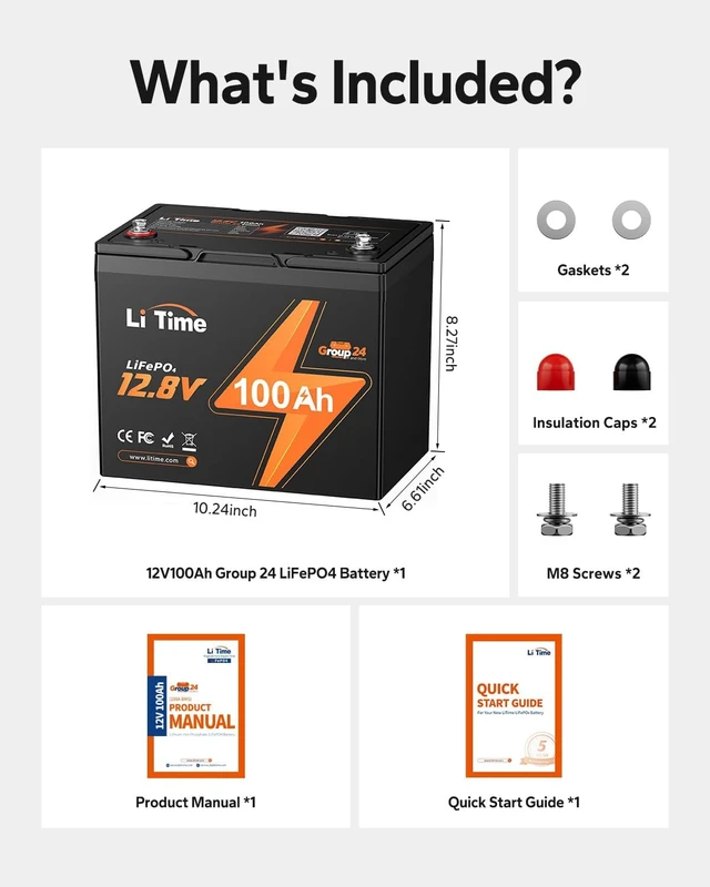 Alt view image 7 of 7 - Litime 12v 100Ah RV LiFePO4 Lithium Battery for Van, Marine, Off-Grid