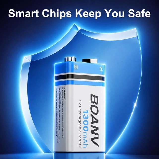 Alt view image 4 of 6 - 4PCS 1300mAh 9V Rechargeable Batteries with USB Fast Charging Cable