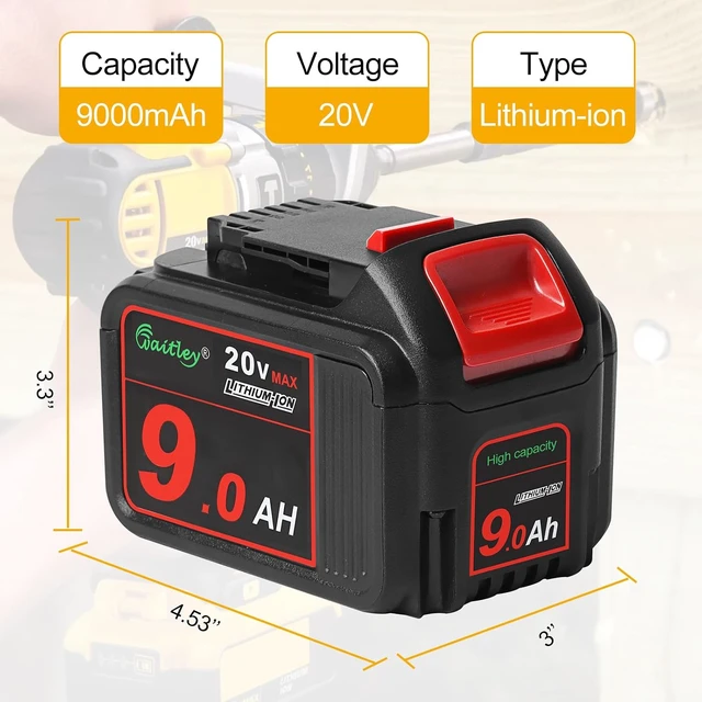 Alt view image 3 of 7 - waitley 2 Pack 20V 9.0Ah Replacement Battery Compatible with Dewalt Tools