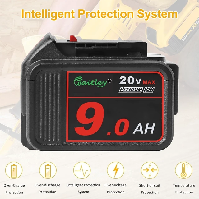 Alt view image 4 of 7 - waitley 2 Pack 20V 9.0Ah Replacement Battery Compatible with Dewalt Tools