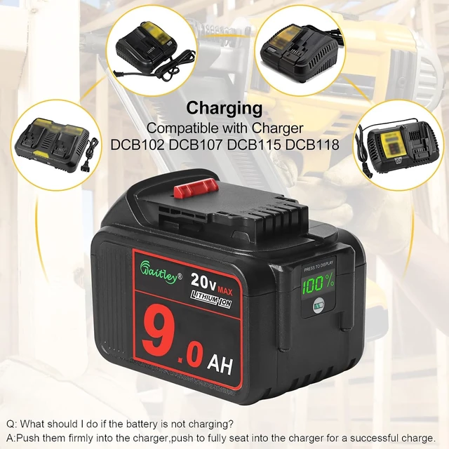 Alt view image 5 of 7 - waitley 2 Pack 20V 9.0Ah Replacement Battery Compatible with Dewalt Tools