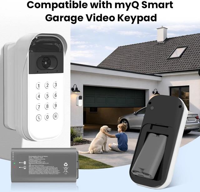 Alt view image 3 of 7 - Battery Replacement for myQ Smart Garage Video Keypad