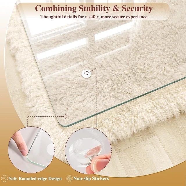 Alt view image 5 of 7 - Tempered Glass Chair Mat for Carpet, 46"x60" Clear Floor Mat