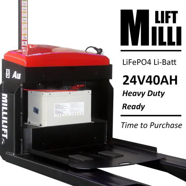 Alt view image 4 of 7 - Millilift Electric Pallet Jack, 3300LB Capacity, 45"x21" Forks