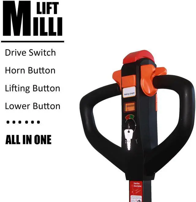 Alt view image 7 of 7 - Millilift Electric Pallet Jack, 3300LB Capacity, 45"x21" Forks