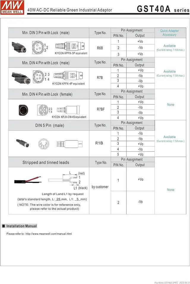 Alt view image 6 of 6 - Mean Well GST40A07-P1J 40W AC-DC Reliable Green Industrial Adaptor 7.5V/5.34A