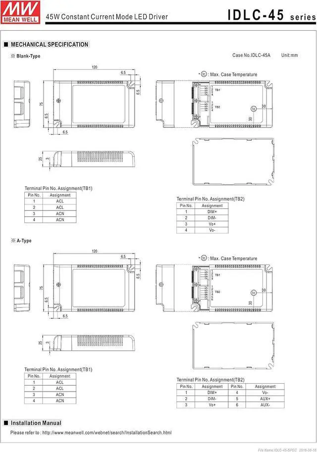 Alt view image 6 of 6 - MW Mean Well IDLC-45-500 90V 500mA 45W Single Output LED Power Supply with PFC