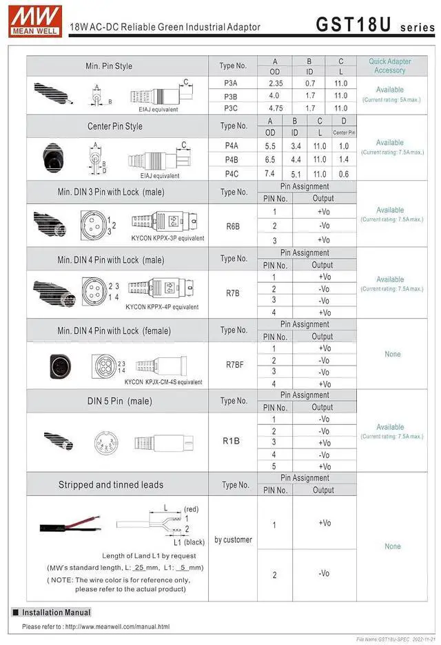 Alt view image 4 of 4 - MEAN WELL GST18U05-P1J 15W AC-DC Reliable Green Industrial Adaptor GST18U 5V 3A