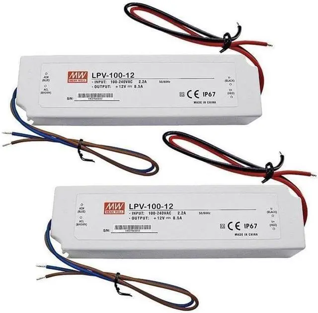 Main image of 2pcs MW 12Volt 8.5Amp Single Output LED Driver - Mean Well LED Power Supply LPV-100-12 100Watt
