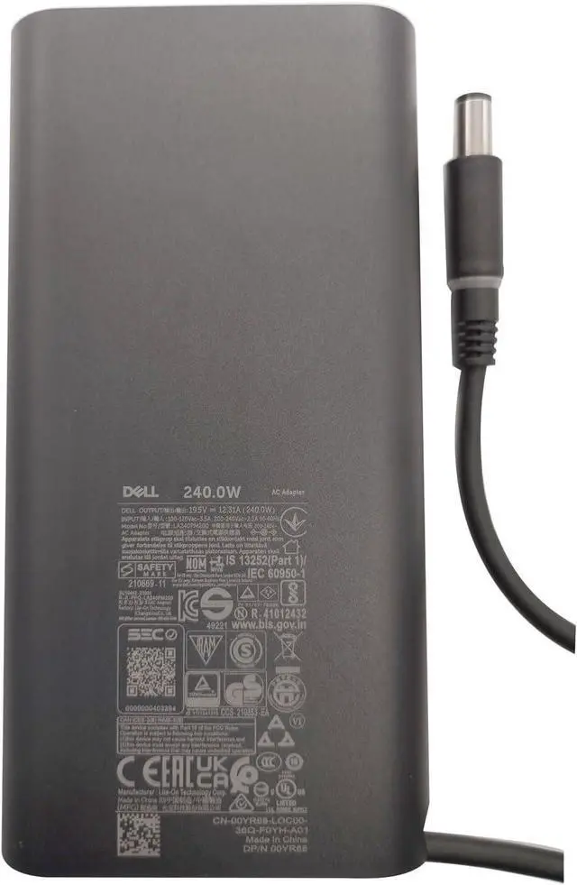 Alt view image 2 of 7 - Dell GaN Laptop Charger 240W Watt Barrel 7.4mm tip AC Power Adapter - Precision 7670 7680 7770 7780,Alienware M15 R7,X16,X17 R2,X15 R2,M17 R5