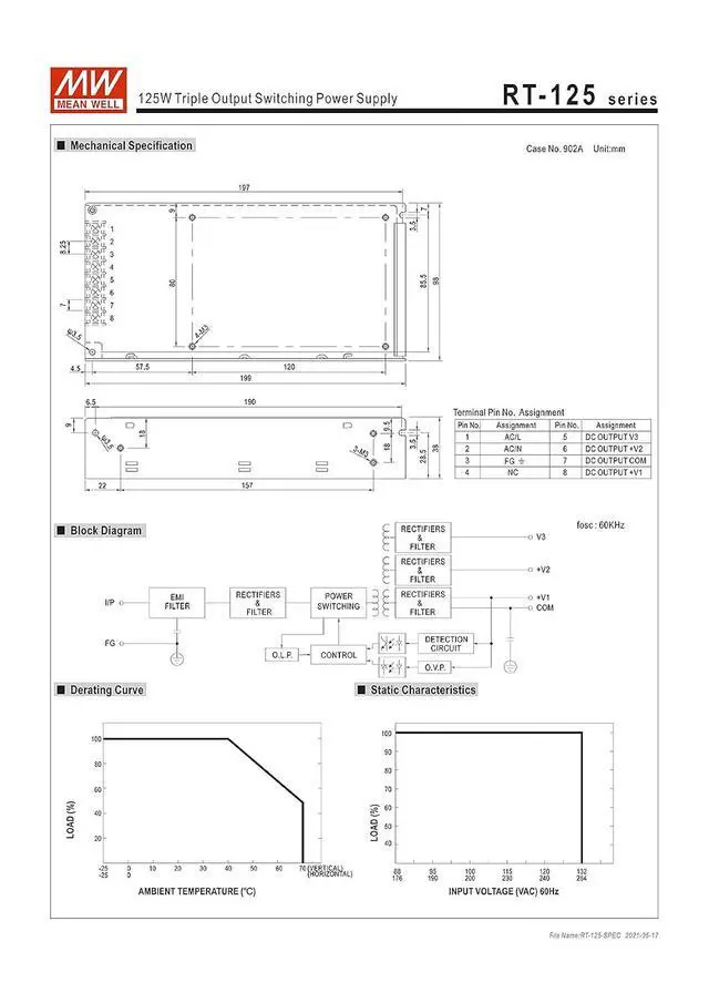Alt view image 5 of 5 - Original Mean Well 132W 5V 12V -12V Triple Output AC to DC Switching Power Supply 5V/12A 12V/5A -12V/1A SMPS Enclosed Type Power Supply Unit Transformer Input 110/220VAC