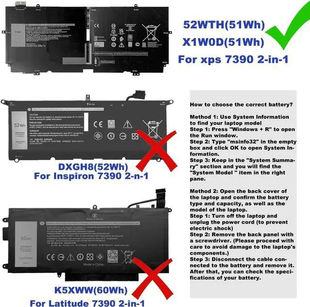 Alt view image 2 of 7 - 52TWH Laptop Battery Replacement for Dell XPS 13 7390 2-in-1 Series