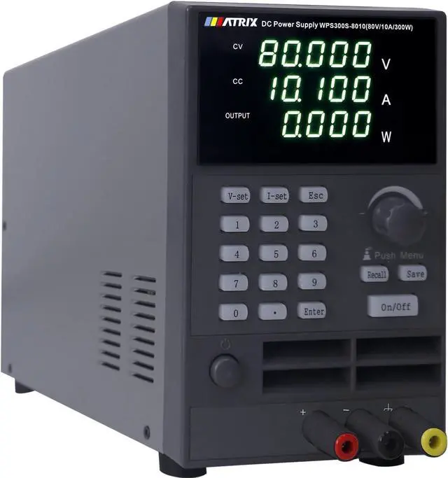Main image of MATRIX Wide Range Programmable DC Power Supply WPS300S-80-10, 80V 10A 300W Adjustable Power Supply with 1mV/0.1mA Resolution and USB, Bench Power Supply Variable with List Output and 9 Groups Storage