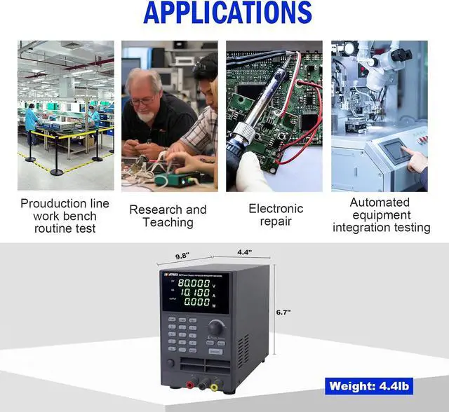 Alt view image 7 of 7 - MATRIX Wide Range Programmable DC Power Supply WPS300S-80-10, 80V 10A 300W Adjustable Power Supply with 1mV/0.1mA Resolution and USB, Bench Power Supply Variable with List Output and 9 Groups Storage