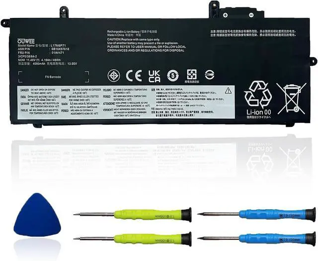 Main image of L17M6P71 Laptop Battery Compatible with Lenovo ThinkPad X280 A285 Series Notebook L17L6P71 01AV470 01AV471 L17C6P71 01AV472 L17M6P72 01AV484 L17C6P72 01AV485 SB10K97619 11.46V 48Wh 4.19Ah