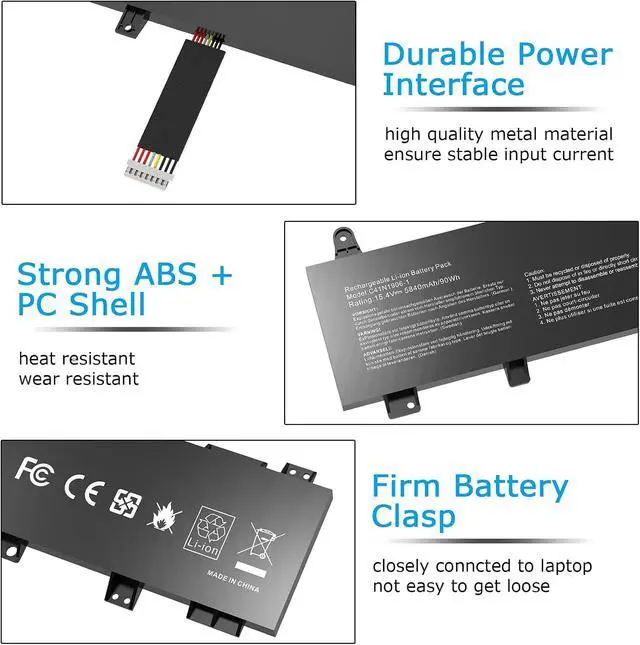 Alt view image 6 of 7 - C41N1906-1 4ICP5/63/133 Laptop Battery Replacement for ASUS TUF Gaming A17 FX706 FX706IU FX766IU FA706 FA706IU F15 FX506 FX506H FX506L FA506 FA50IV FA566IV Series (Long Cable) 15.4V 90Wh