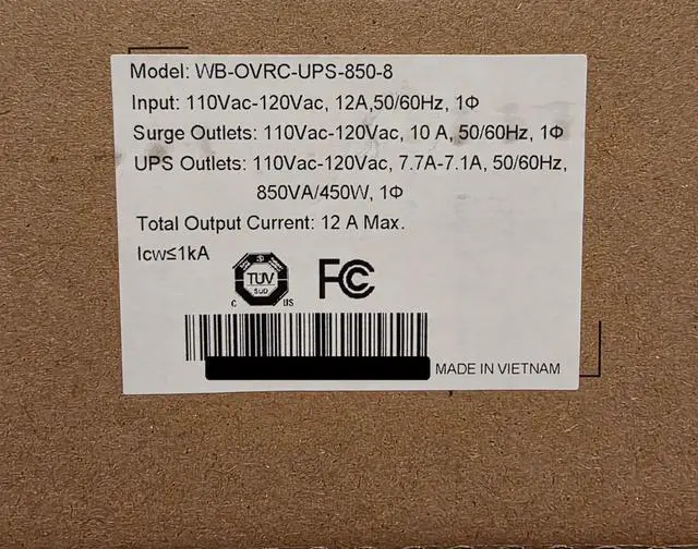 Alt view image 6 of 7 - UPS Battery Pack Power Supply with 8 Outlets (WB-OVRC-UPS-850-8)