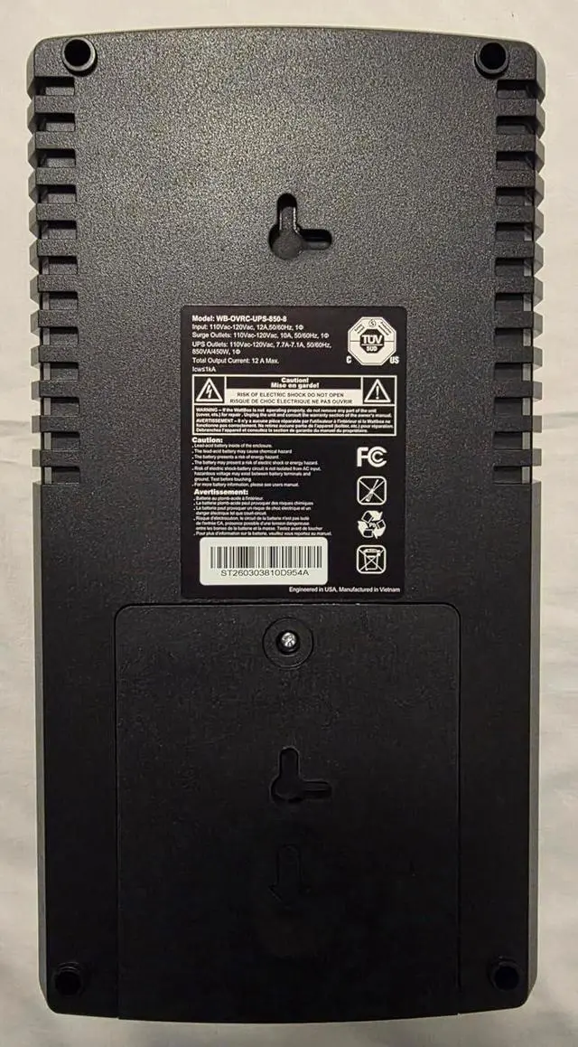 Alt view image 3 of 7 - UPS Battery Pack Power Supply with 8 Outlets (WB-OVRC-UPS-850-8)