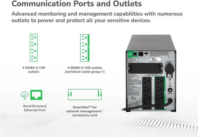Alt view image 5 of 7 - APC, SMT1000C, APC Smart-UPS 1000VA LCD 120V