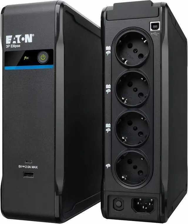 Alt view image 5 of 7 - Eaton Ellipse 3P700UD UPS - Off-Line - 700VA/420W - DIN Male - USB Type A & C (3 Batteries + Surge Protector, 1 Surge Protection Only, Shutdown Software)