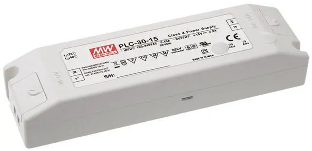 Main image of MEAN WELL PLC-30-12 AC to DC LED Driver Enclosed Power Supply, Single Output, 12 Volt, 2.5 Amp, 30 Watt