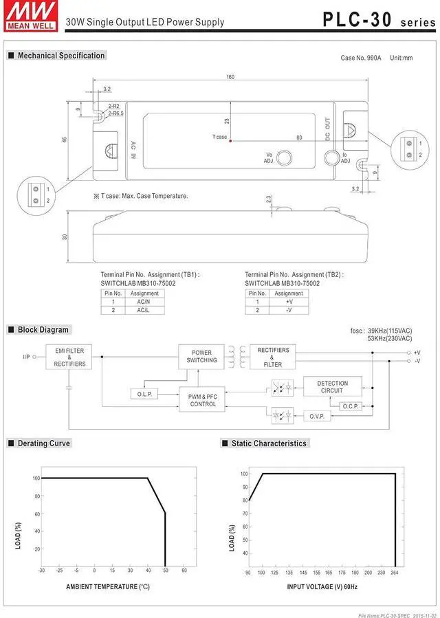 Alt view image 3 of 4 - MEAN WELL PLC-30-12 AC to DC LED Driver Enclosed Power Supply, Single Output, 12 Volt, 2.5 Amp, 30 Watt