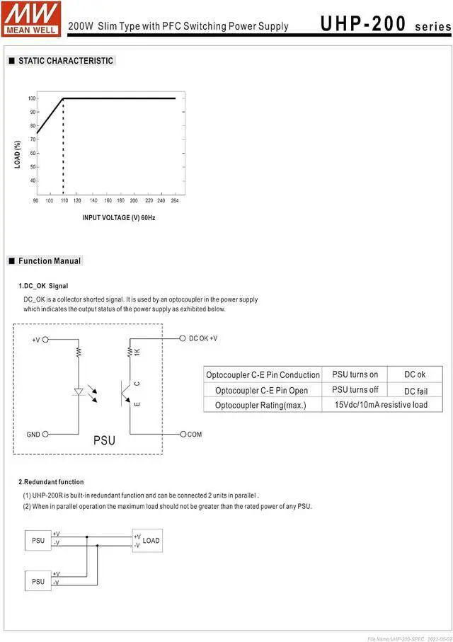 Alt view image 5 of 7 - Mean Well UHP-200-5 200W Slim Type with PFC Switching Power Supply 5V/40A