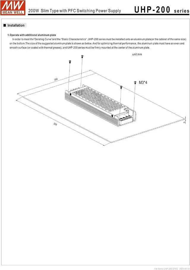 Alt view image 7 of 7 - Mean Well UHP-200-5 200W Slim Type with PFC Switching Power Supply 5V/40A