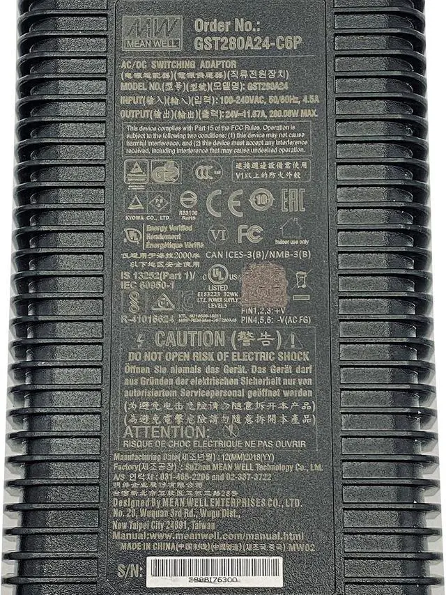 Alt view image 2 of 7 - Mean Well GST280A24-C6P 280.08W AC Adapter 4-Pin 24V 11.67A GST280A24 Power Supply Cord