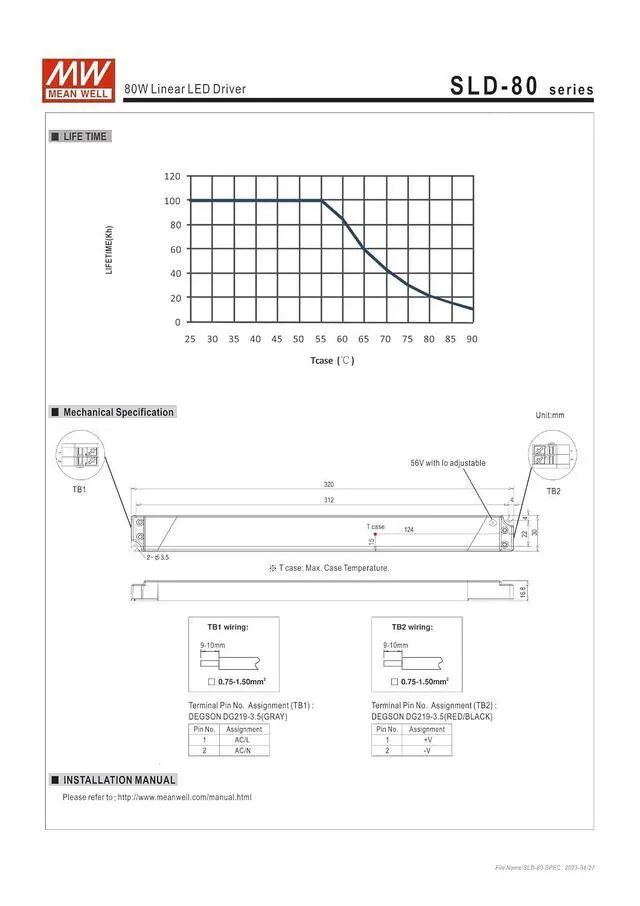 Alt view image 5 of 5 - MEAN WELL SLD-80-12 79.2W Constant Voltage+ Constant Current LED Driver SLD-80 12V 6.6A