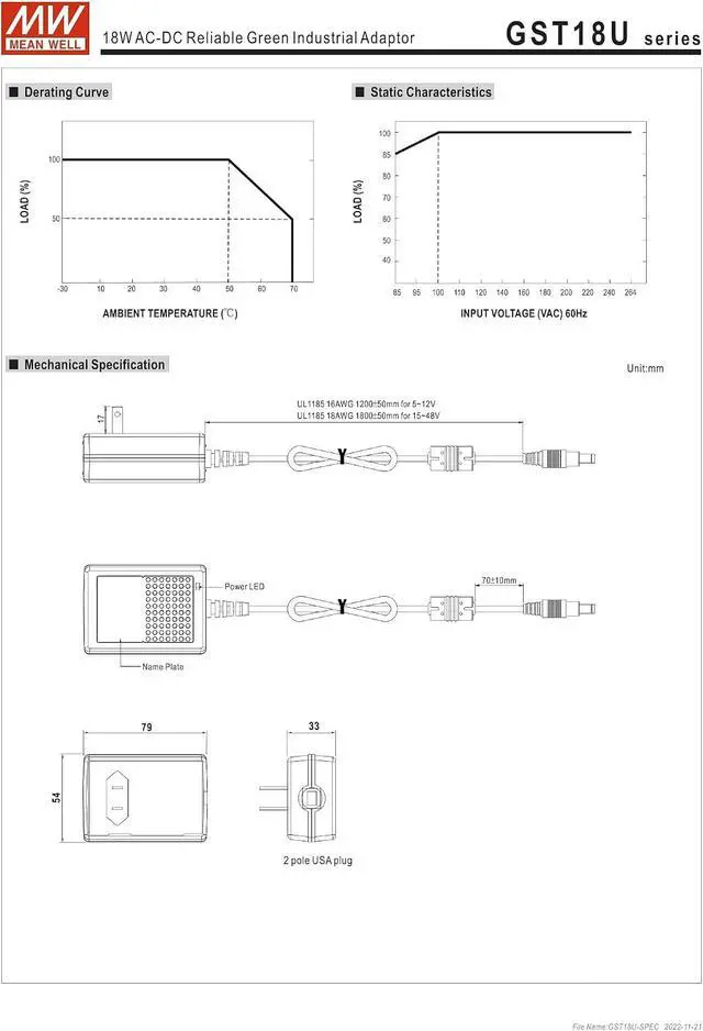 Alt view image 2 of 4 - MEAN WELL GST18U09-P1J 18W AC-DC Reliable Green Industrial Adaptor GST18U 9V 2A