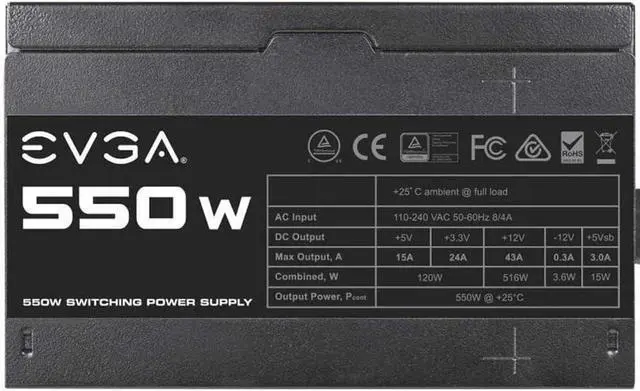 Alt view image 3 of 6 - EVGA 100-N1-0550-L1 550 N1, 550W, 2 Year Warranty, Power Supply