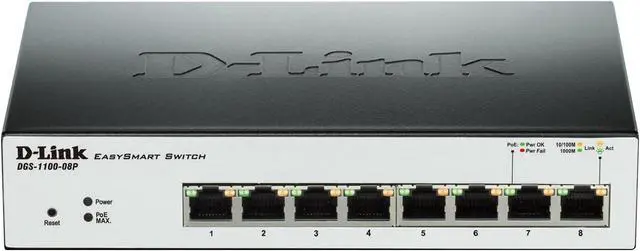 Alt view image 2 of 7 - D-Link Business DGS-1100-08P Easy Smart 8 Pt PoE Gig Switch