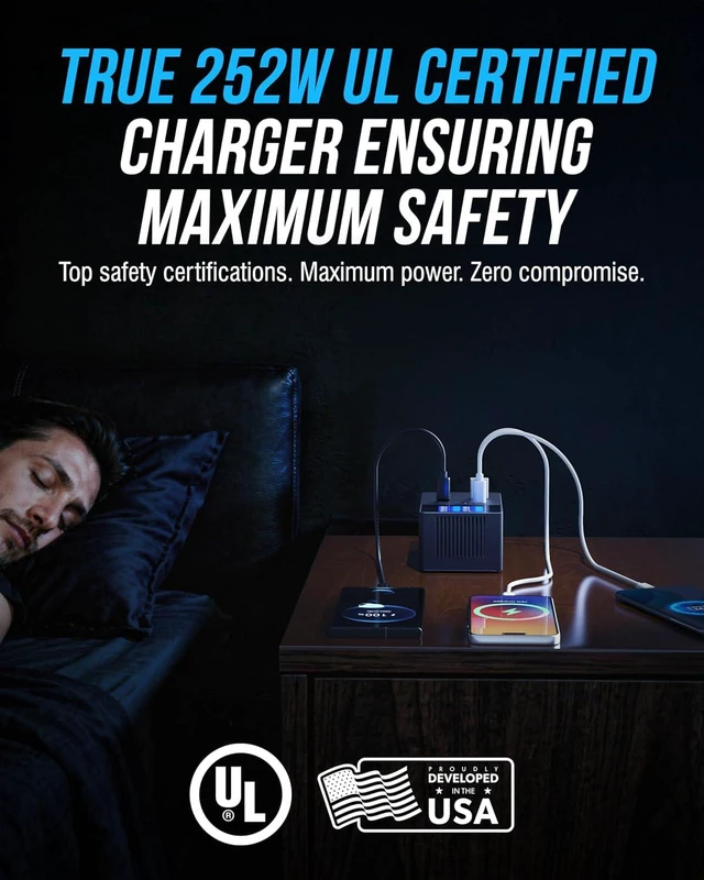 Alt view image 6 of 7 - VOLTIK Charging Station, 252W 8-Port USB C and USB A, LCD Display