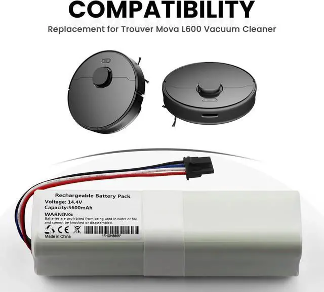 Alt view image 3 of 7 - 5600mAh Vacuum Cleaner Battery Compatible with Find Mova L600 (rzls4) Cordless Vacuum Cleaner Total Clean Battery 14.4V