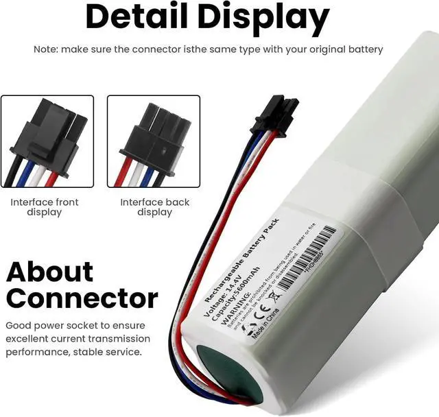 Alt view image 4 of 7 - 5600mAh Vacuum Cleaner Battery Compatible with Find Mova L600 (rzls4) Cordless Vacuum Cleaner Total Clean Battery 14.4V