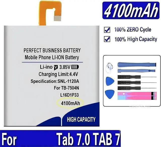 Alt view image 2 of 6 - HSABAT L16D1P33 Tablet PC 4100mAh Laptop Battery,Compatible for Lenovo,Tab 7.0 TAB 7 TB-7504N TB-7504F 7504X Batteries.