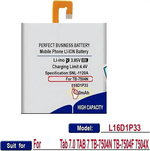 Alt view image 4 of 6 - HSABAT L16D1P33 Tablet PC 4100mAh Laptop Battery,Compatible for Lenovo,Tab 7.0 TAB 7 TB-7504N TB-7504F 7504X Batteries.