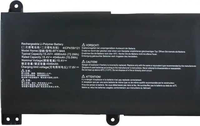 Alt view image 6 of 7 - 15.4V 4680mAh/72Wh BTY-M4A Laptop Battery Compatible with MSI Stealth 14 Studio A13VF A12MT A13MT A13VG A1VGG Series