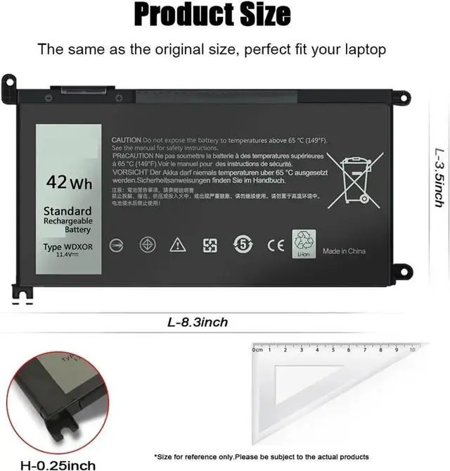 Alt view image 5 of 7 - BeNtli 42Wh WDX0R Laptop BatteryCompatible for Dell Vostro 5468 5471 5568 Compatible for Inspiron 13 5368 5378 5379 7368 5770 7460 7472 5567 5570 5579
