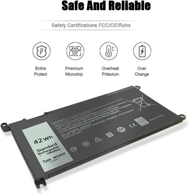 Alt view image 4 of 7 - BeNtli 42Wh WDX0R Laptop BatteryCompatible for Dell Vostro 5468 5471 5568 Compatible for Inspiron 13 5368 5378 5379 7368 5770 7460 7472 5567 5570 5579