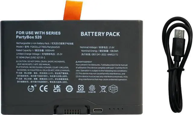 Main image of 21.6V 5000mAh FG2CELL21700G Bluetooth Speaker Battery Compatible with JBL partybox 520 720