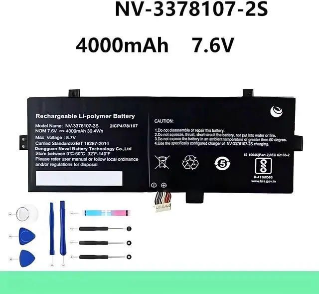 Alt view image 3 of 4 - NV-3378107-2S PL3378107P*2S Laptop Battery,Compatible for Vinga Twizzle J116 4000mAh WTL-3378107-2S 7.4/7.6V.(NV-3378107-2S)