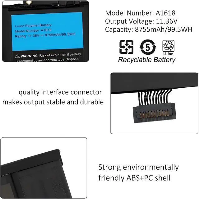 Alt view image 6 of 7 - 11.36V 99.5Wh A1618 Battery,Compatible for MacBook Pro 15" Retina A1398 2015 Year 020-00079 MJLQ2LL/A MJLT2LL/A with Tools